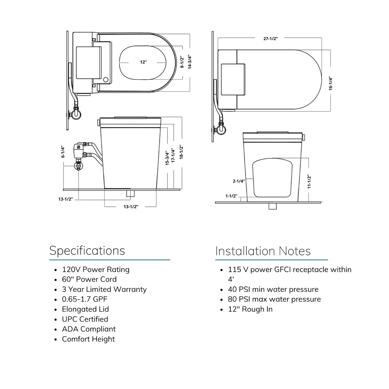 Trone | STCM1 Smart Bidet Toilet with ToeTouch, Auto Open