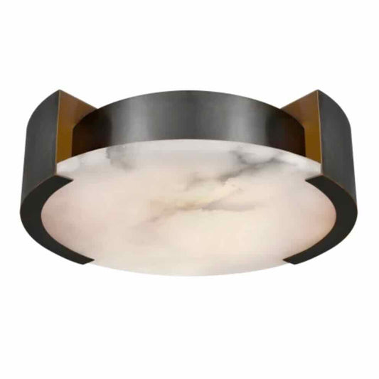 Visual Comfort & Co. | Melange 17" Flush Mount with Alabaster Shade by Kelly Wearstler, in Bronze