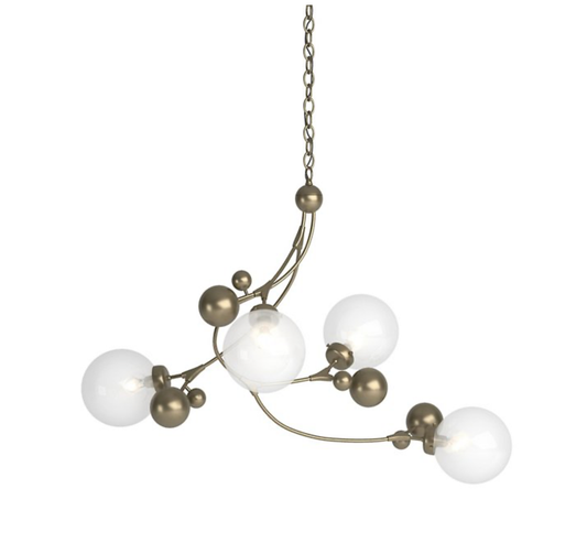 Hubbardton Forge | Sprig Pendant in Soft Gold with Opaline Globes