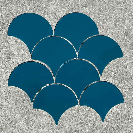 Mercury Mosaics & Tile | Large Moroccan Fish Scales in Lake Superior Blue