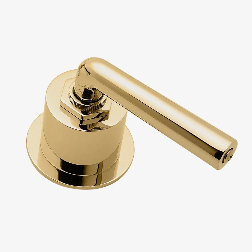 Waterworks | Henry Low Profile Three Hole Deck Mounted Lav Faucet with Lever Handles in Brass