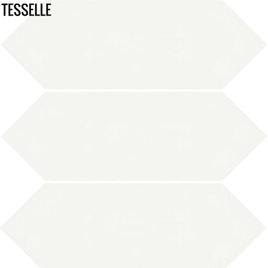 Tesselle | Shelby White 9"x3" Elongated Hex Cement Wall Tile
