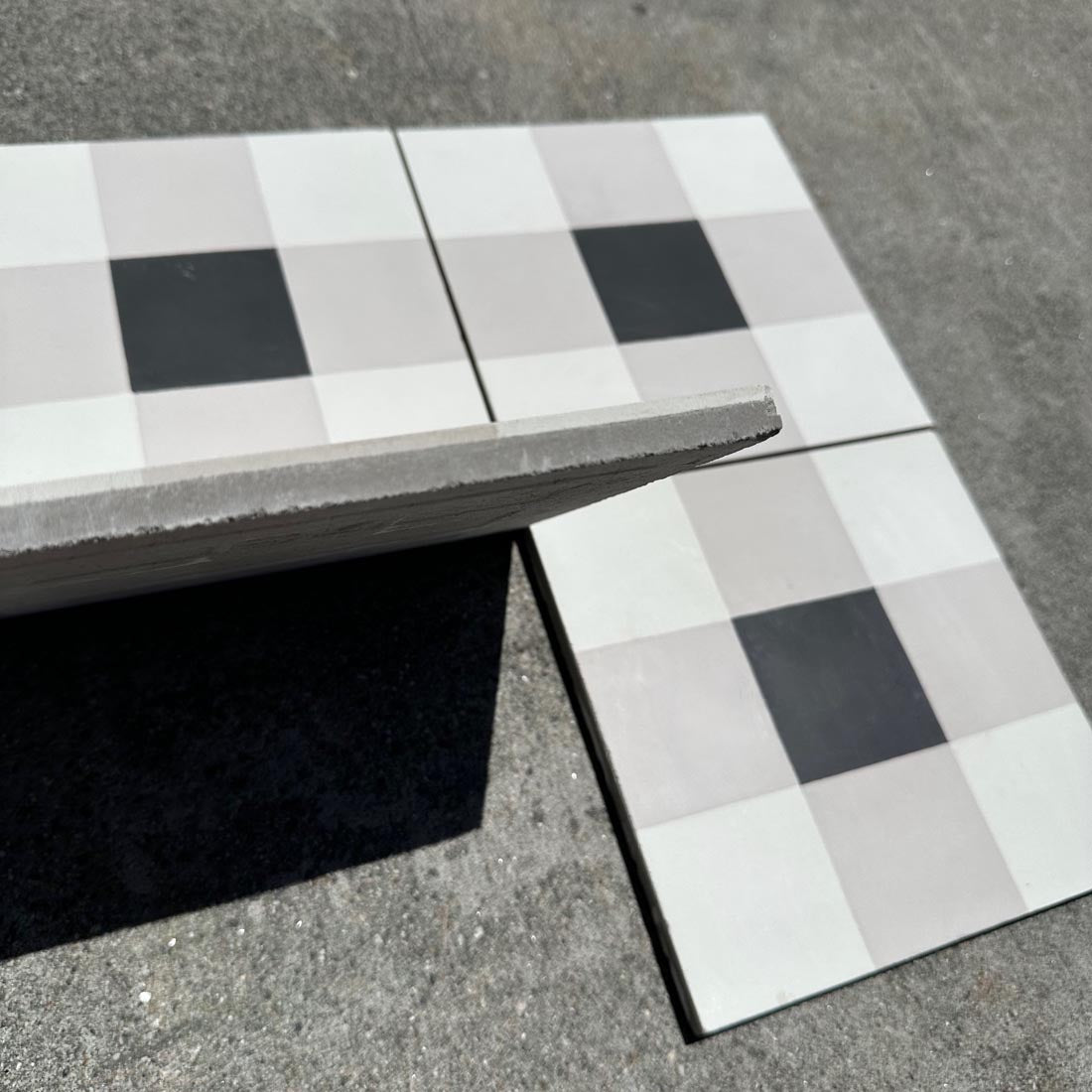 Clé Tile | Checkmate Stone/Black/White 8x8 Cement Tile