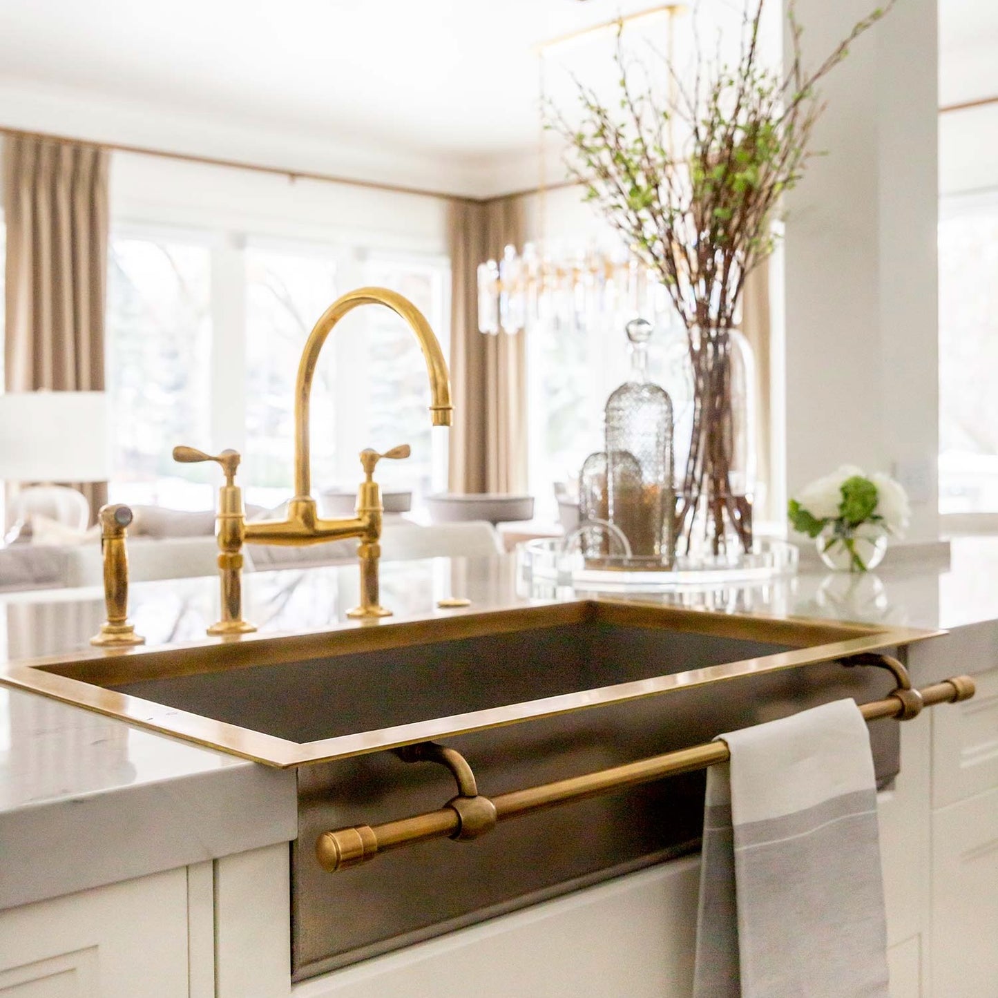 Officine Gullo | Apron-Front Rectangular Sink in Burnished Brass