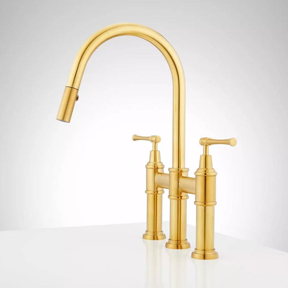 Signature Hardware | Hurston Kitchen Faucet in Brushed Gold