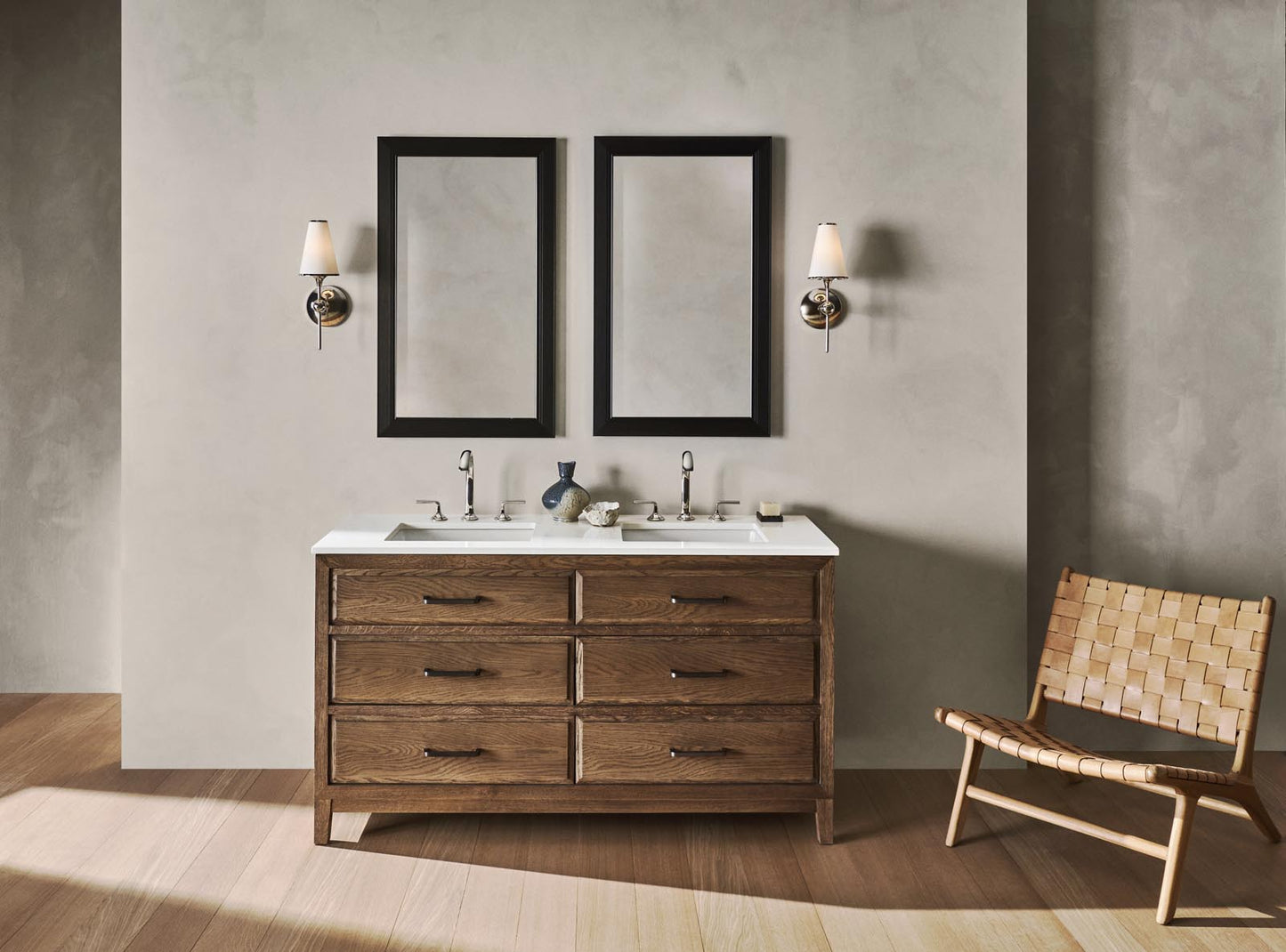 Robern | Chestnut Hill Vanity 24 x 34 x 23" Weathered Oak w Iron Black No Top