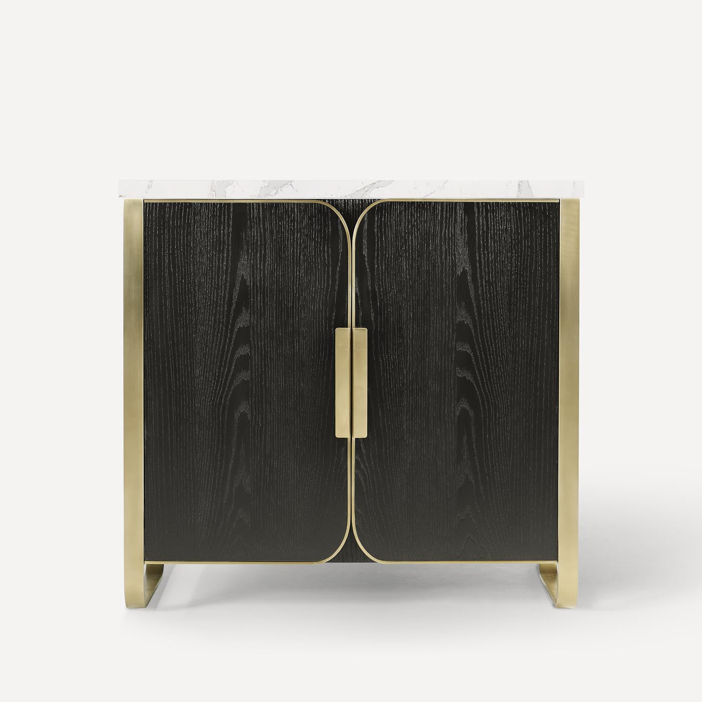 Robern | Bergman Vanity 36 x 34 x 23 in Matte Black Oak w Aged Brass No Top