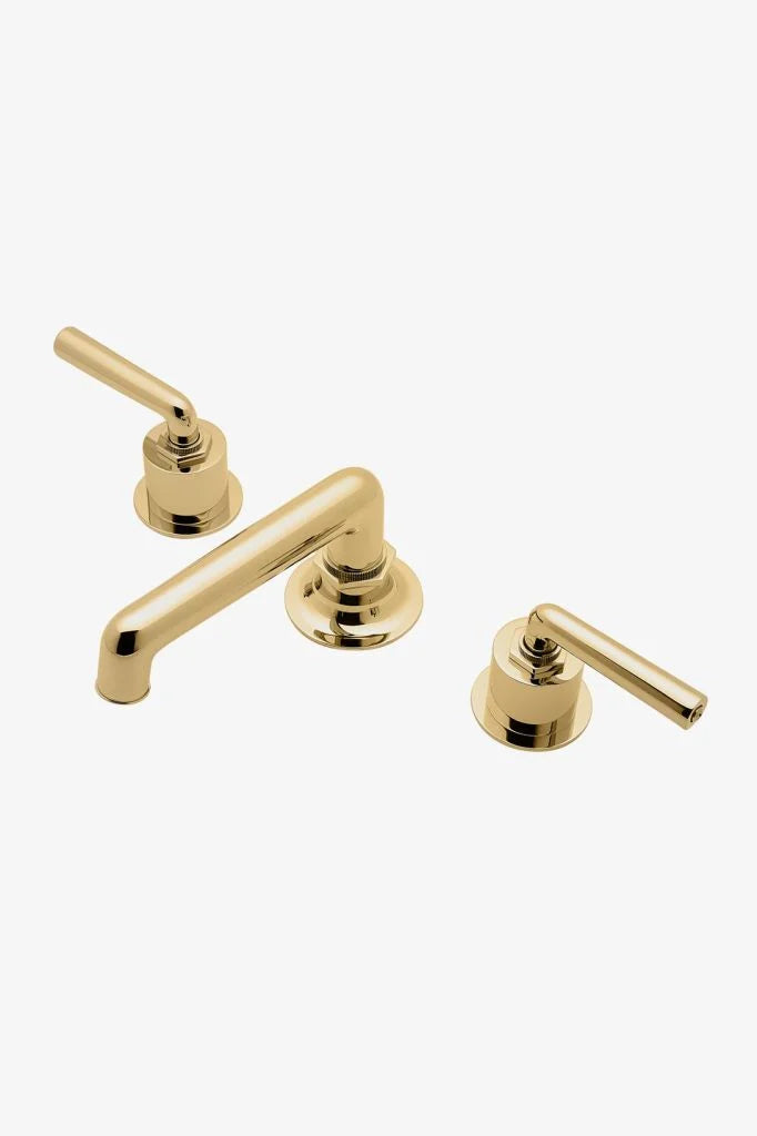 Waterworks | Henry Low Profile Three Hole Deck Mounted Lav Faucet with Lever Handles in Brass