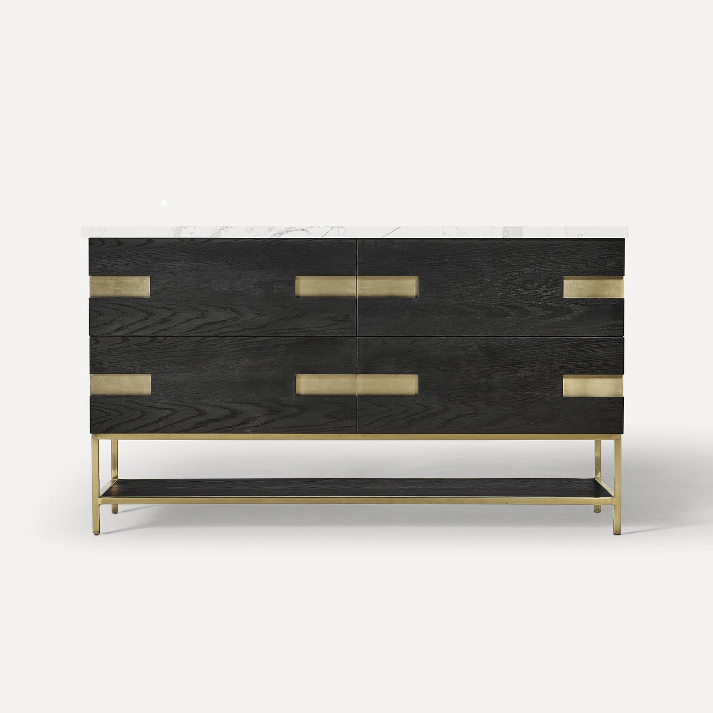 Robern | Sendai Vanity 59 x 32-7/8 x 22-1/2" M Black Oak w Aged Brass No Top