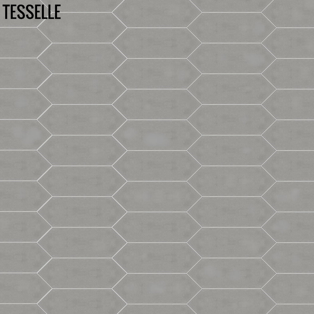 Tesselle | Shelby Starling 9"x3" Elongated Hex Cement Wall Tile