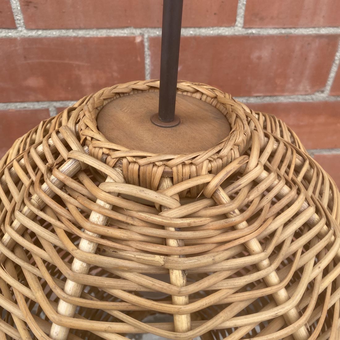 Pair of 17" Vintage Wicker Pendant Lights