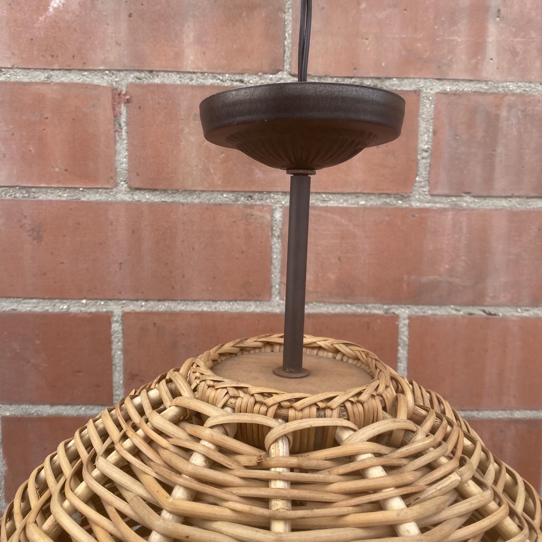 Pair of 17" Vintage Wicker Pendant Lights