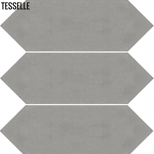 Tesselle | Shelby Starling 9"x3" Elongated Hex Cement Wall Tile