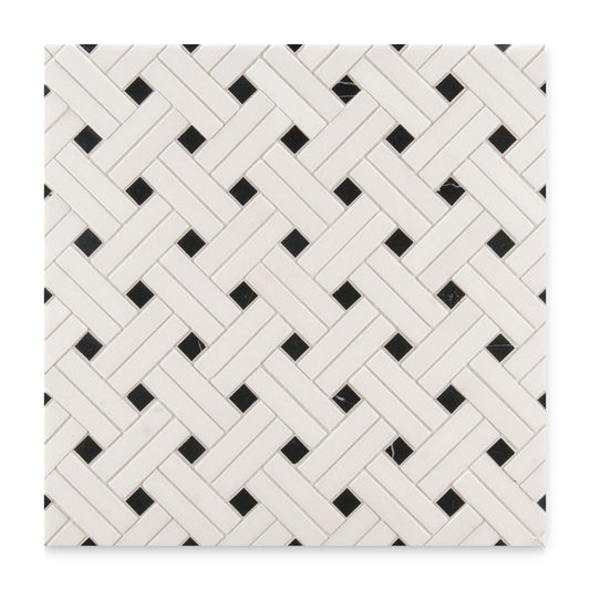 Ann Sacks | White Thassos Mosaic Diagonal Weave Stone Tile Default Title