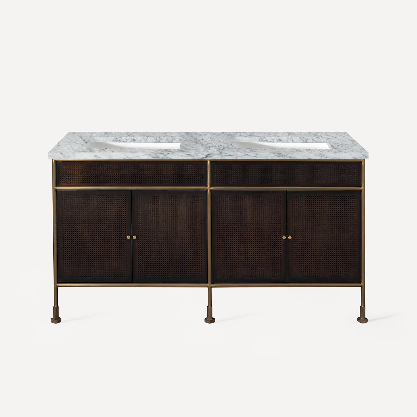 Robern | Mackey Vanity 60 x 34 x 23 in Aged Brass w Antique Bronze No Vanity Top