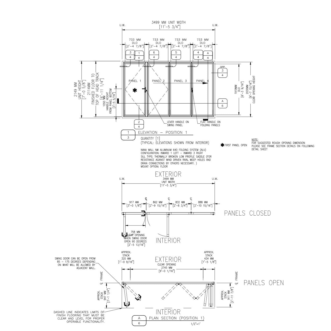 NanaWall | 640 Aluminum 4 Panel Folding Door System in Pure White