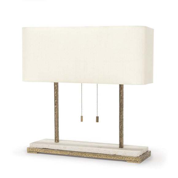 Palecek | Tao 2 Light Table Lamp Hammered Gold Mactan Stone Kirk Nix Collection
