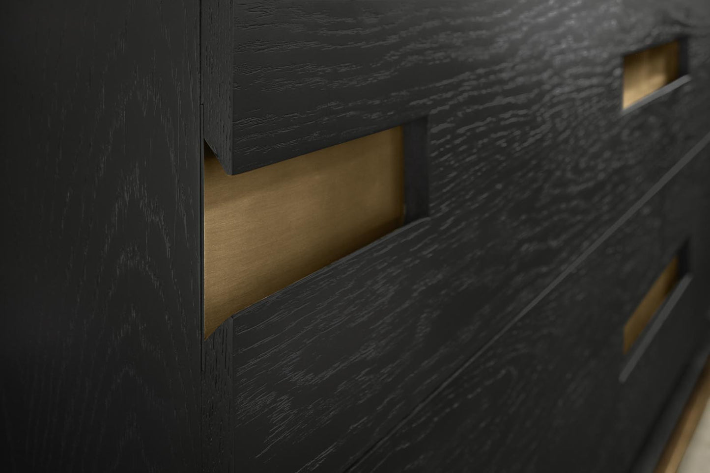 Robern | Sendai Linen Cabinet 20 x 80 x 16 in Matte Black Oak w Aged Brass