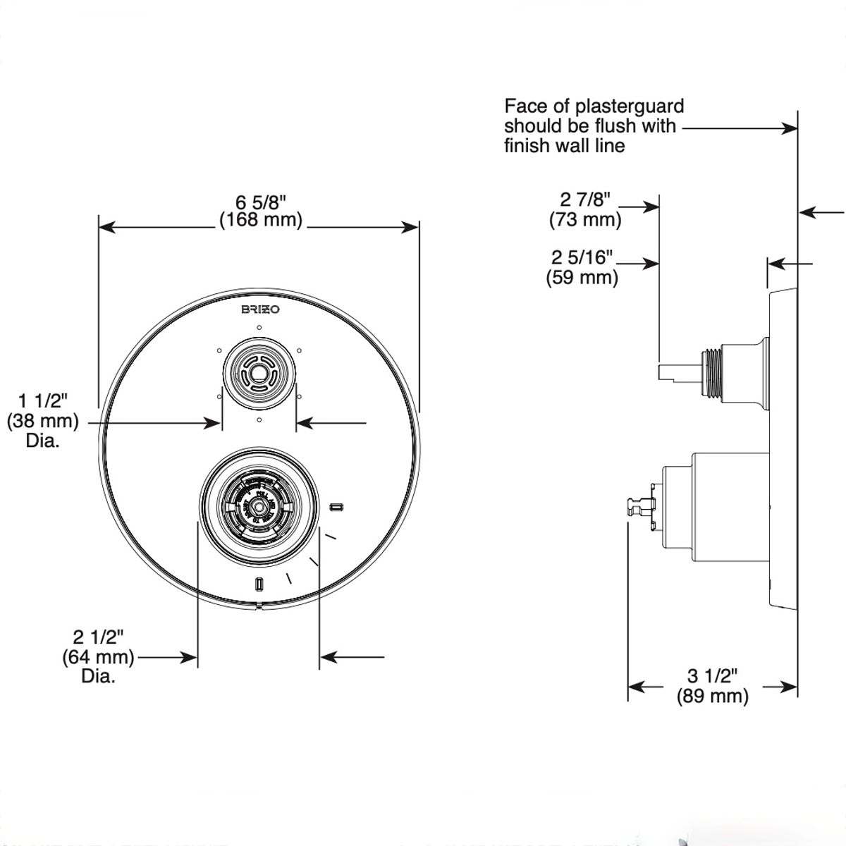 Brizo - Litze Pressure Balance Valve With Integrated 3-Function Diverter Trim - Less Handles