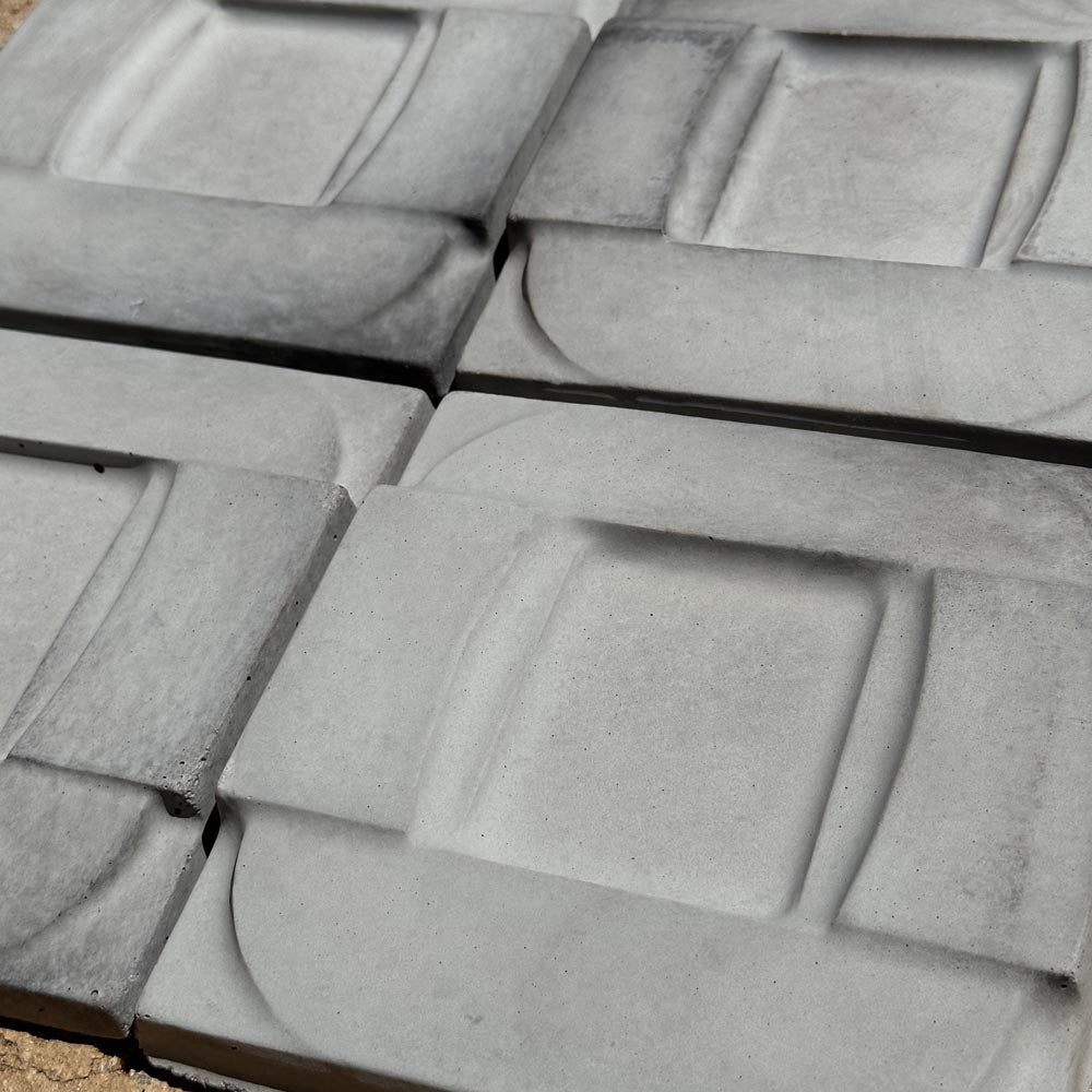 Arto Tile | 3D Concrete Buckle 6x6 Wall Tile in Antik Gray