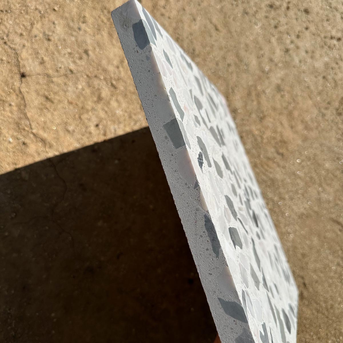 Concrete Collaborative | Venice 12x12 Alabaster Marble  Lgt Grey Chip Terrazzo