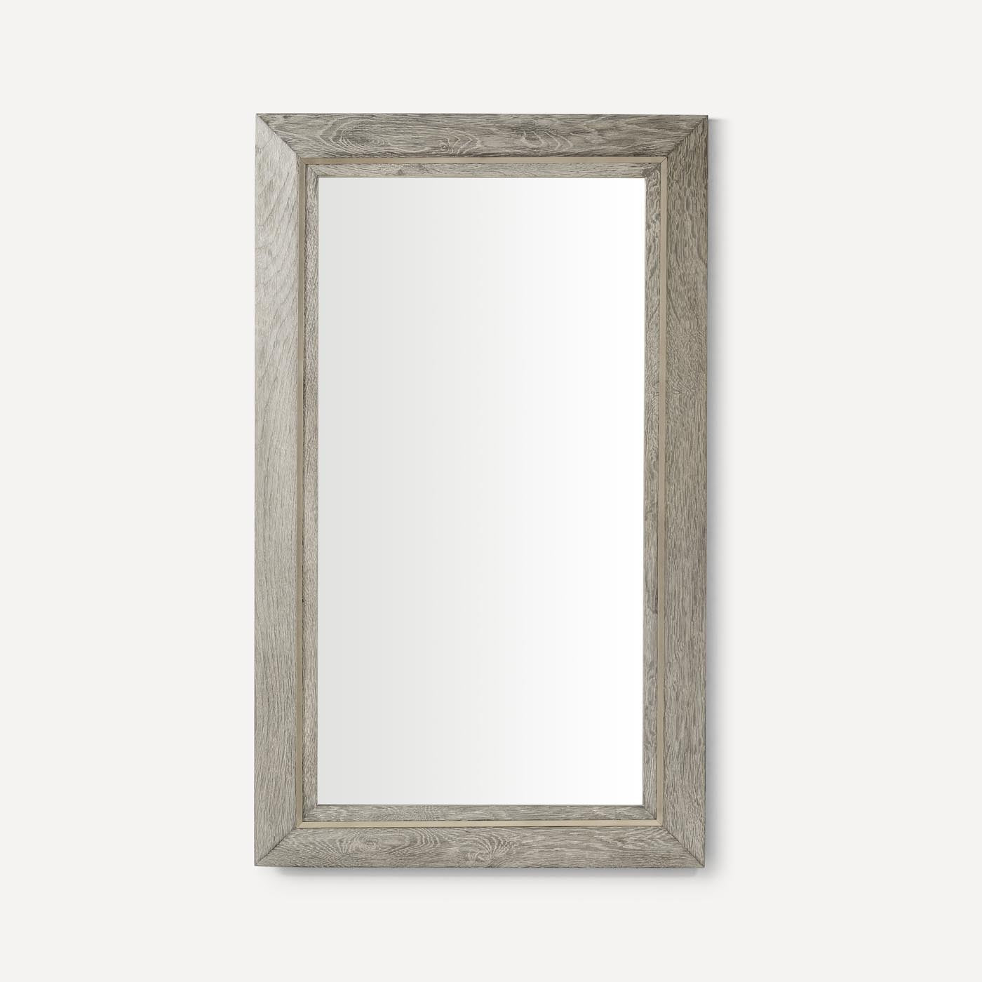 Robern | Wood Mirror w Metal Inlay 24 x 40 x 1-1/2 in Lt Gray Oak w Brush Pewter