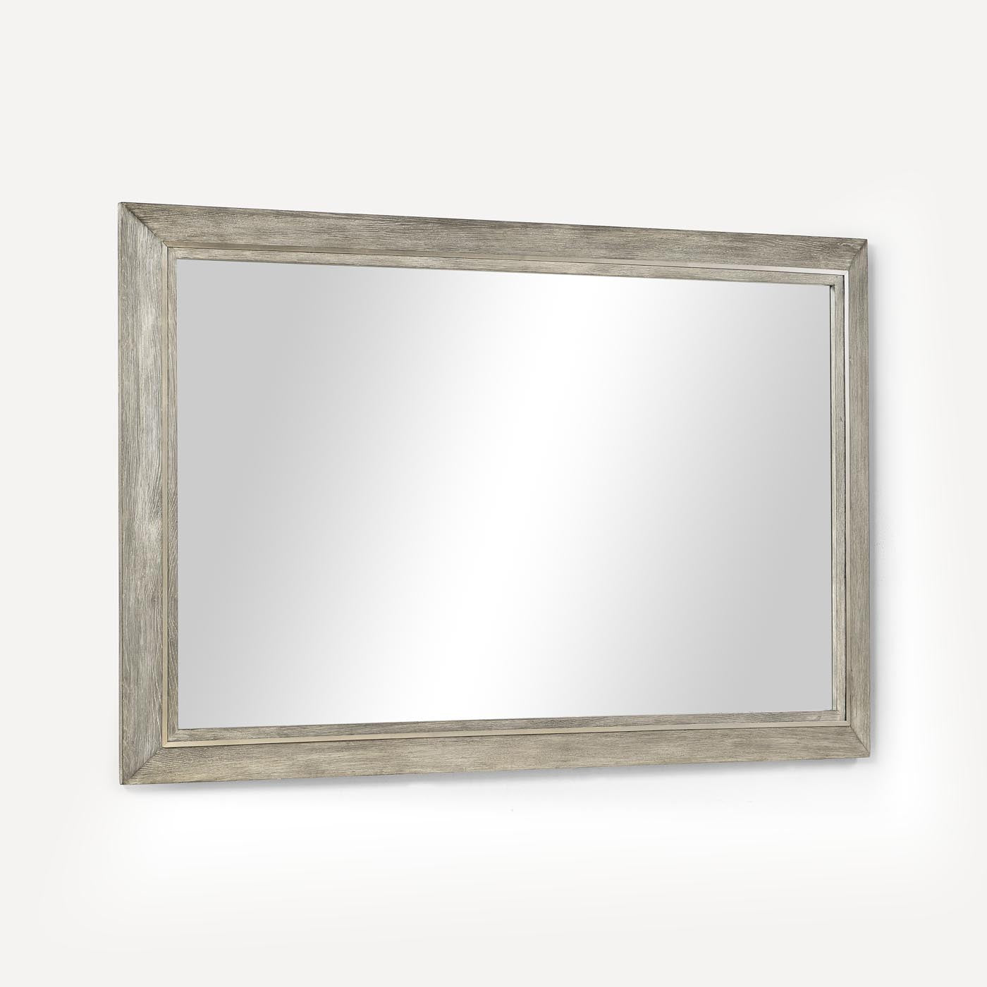 Robern | Wood Mirror w Metal Inlay 56 x 36 x 1-1/2 in Lt Gray Oak Brushed Pewter