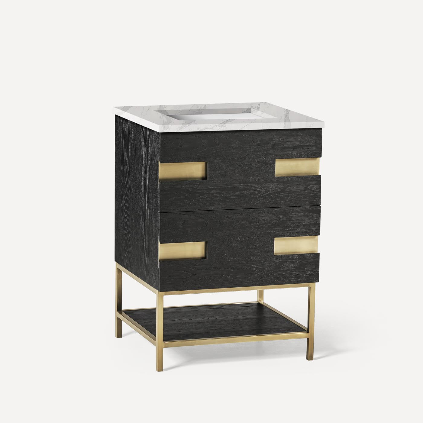 Robern | Sendai Vanity 23 x 32-7/8 x 22-1/2" M Black Oak w Aged Brass No Top