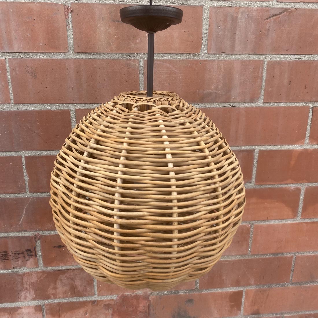 Pair of 17" Vintage Wicker Pendant Lights