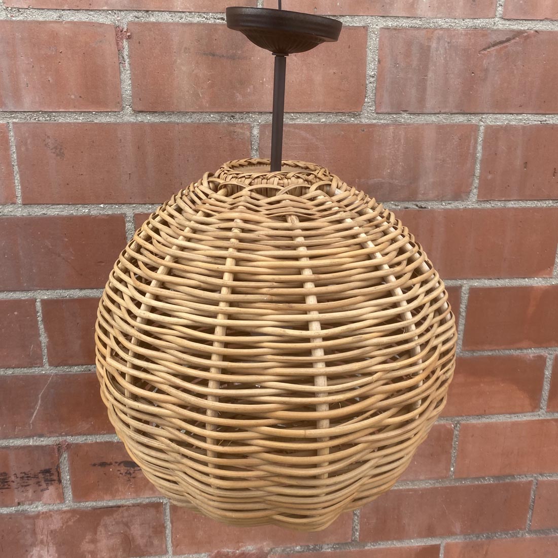 Pair of 17" Vintage Wicker Pendant Lights