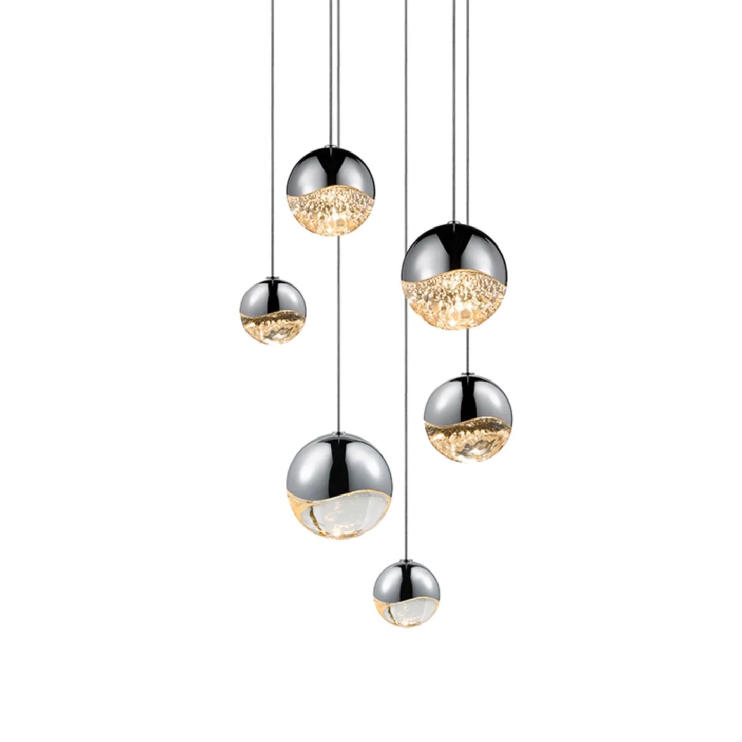 Sonneman | Grapes LED 12 inch Polished Chrome Cluster Pendant Ceiling Light in Clear Glass Lens