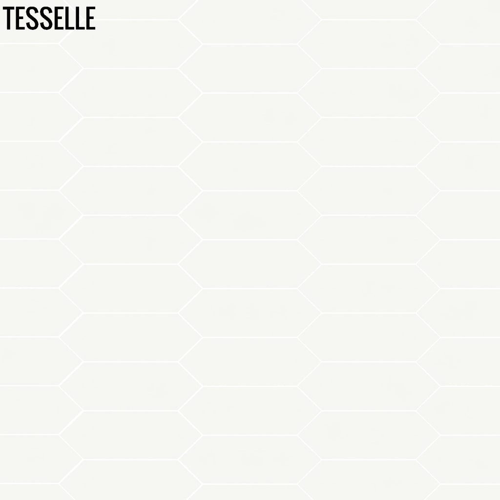Tesselle | Shelby White 9"x3" Elongated Hex Cement Wall Tile