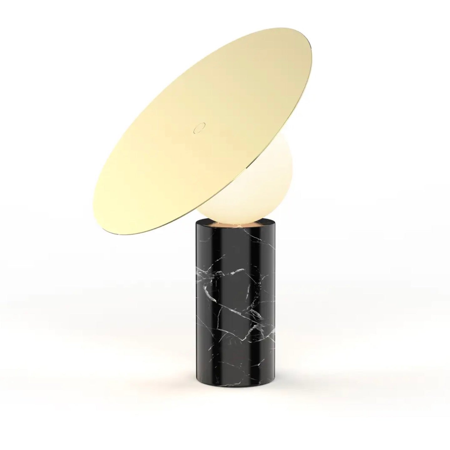 Pablo Designs | Bola Disc Table Light in Marquina Marble & Brass