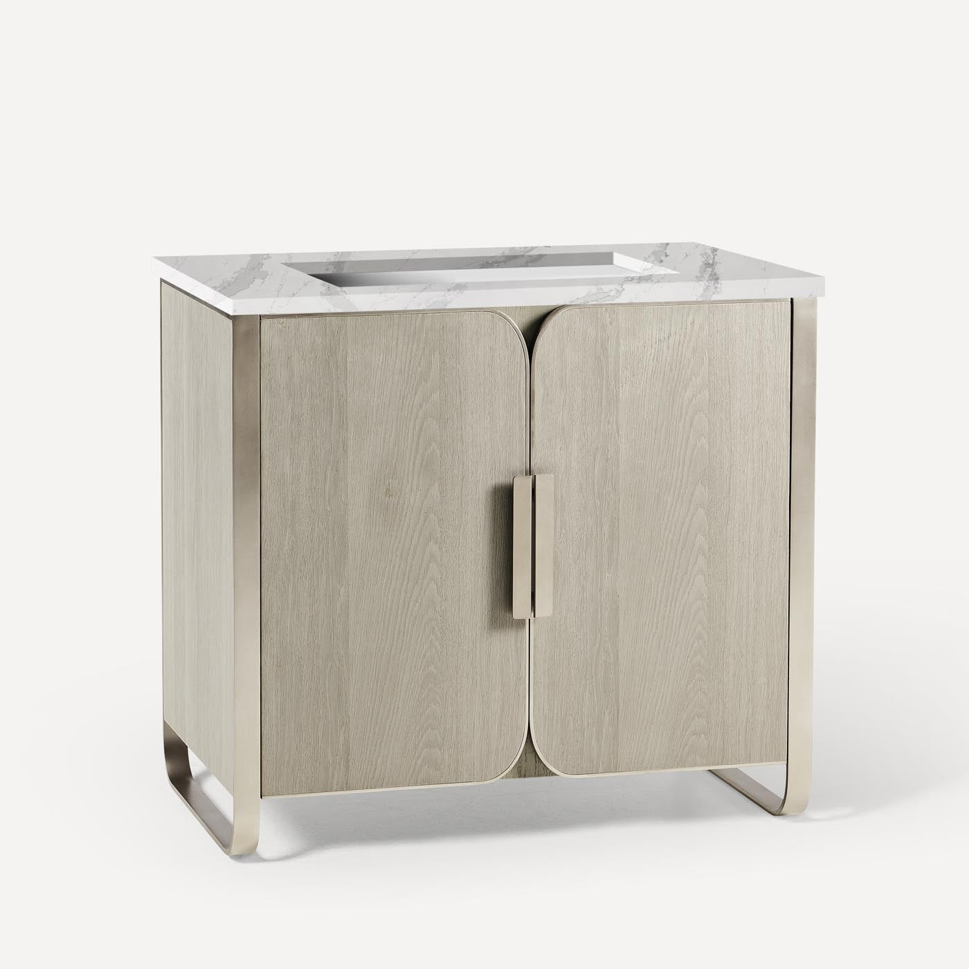 Robern | Bergman Vanity 36 x 34 x 23 in Natural Gray w Brushed Pewter No Top