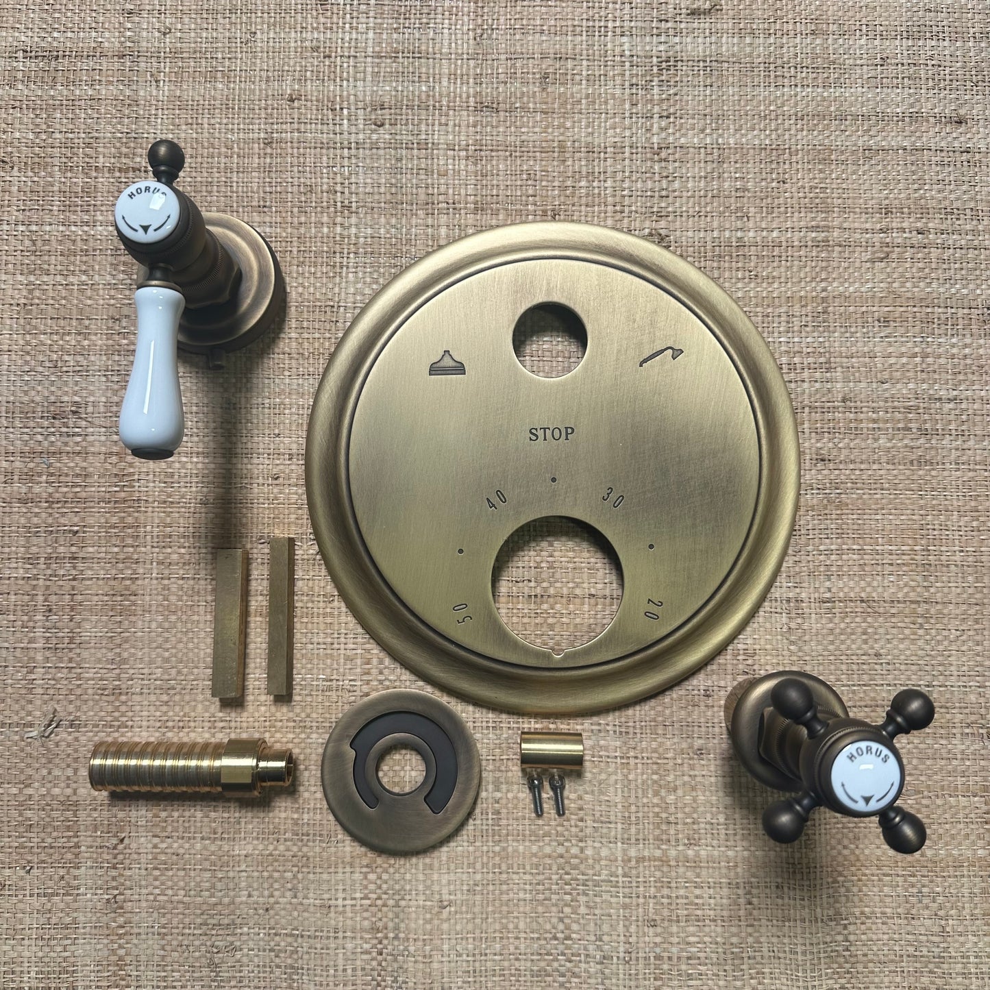 Horus | Thermostatic Trim Set in Antique Brass