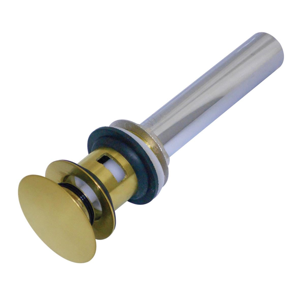 Kingston Brass | Trimscape Brass Push Pop-Up Bathroom Sink Drain with Overflow, 22 Gauge, Brushed Brass