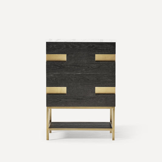 Robern | Sendai Vanity 23 x 32-7/8 x 22-1/2" M Black Oak w Aged Brass No Top