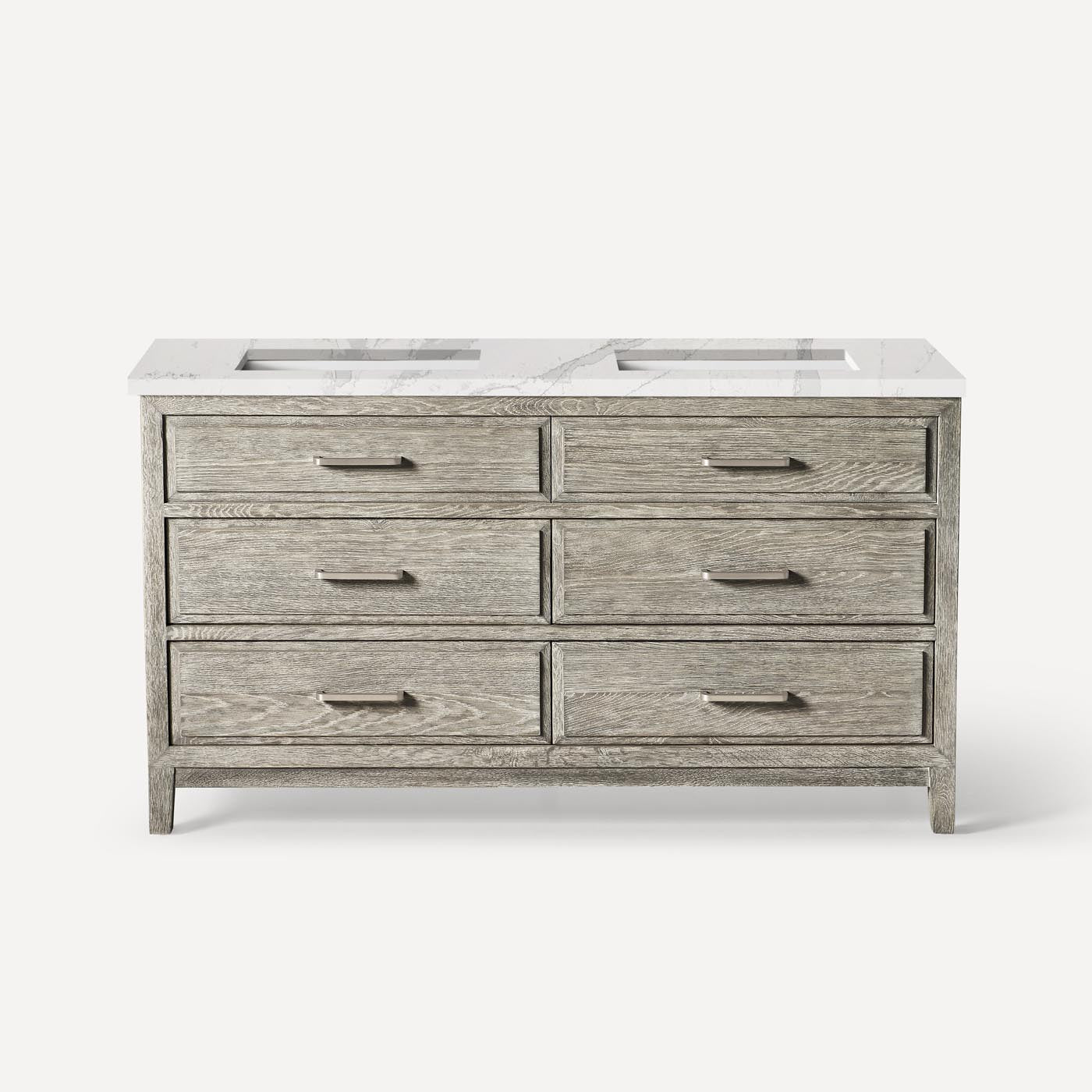 Robern | Chestnut Hill Vanity 60x34x23 in Lgt Gray Oak Oak w Brush Pewter No Top