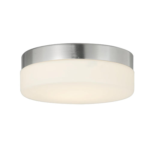 Justice | Pixel 9 in Round LED Flush-Mount Opal Glass Brush Nickel