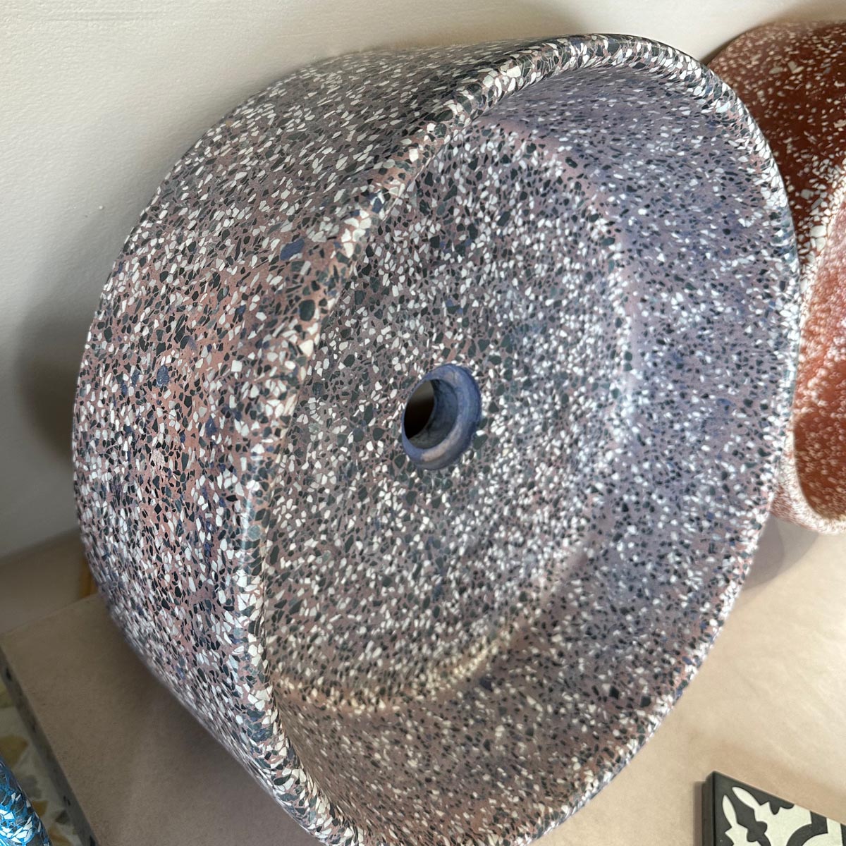 Concrete Collaborative | Concrete Terrazzo Round Sink in Iris, Dark Chip