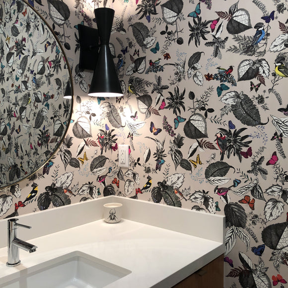 Osborne & Little Wallcovering, “Bird Song”. One roll, 29 1/4 feet x 27 1/2 inches.