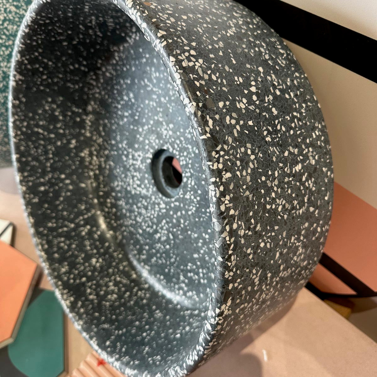 Concrete Collaborative | Concrete Terrazzo Round Sink in Color Celano, Dark Chip