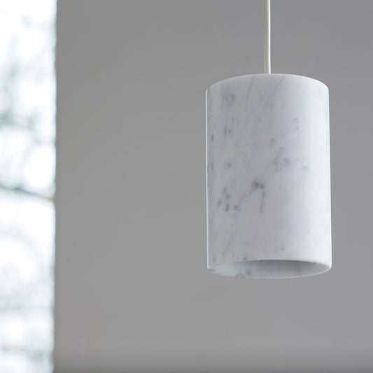 Terrence Woodgate |  Solid Cylinder Pendant - White Carrara Marble