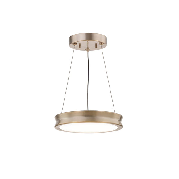 Justice | Bevel 8.5 in LED Pendant Opal Glass Brush Brass