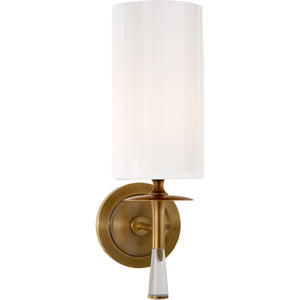 Visual Comfort and Co. | Aerin Modern Drunmore Single Sconce In Hand-Rubbed Antique Brass with Crystal with White Glass Shade