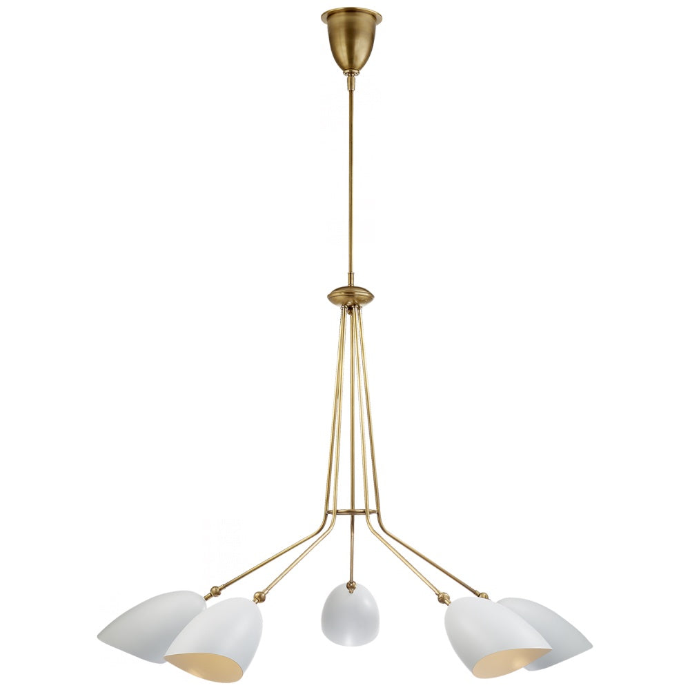 Visual Comfort & Co. | Aerin Sommerard Medium Five Light Chandelier - Hand-Rubbed Brass and White