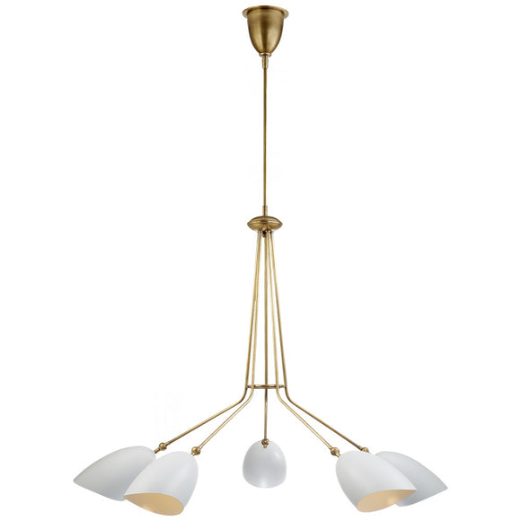 Visual Comfort & Co. | Aerin Sommerard Medium Five Light Chandelier - Hand-Rubbed Brass and White