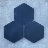 Clé Tile | Black Solid Cement Hex Tile