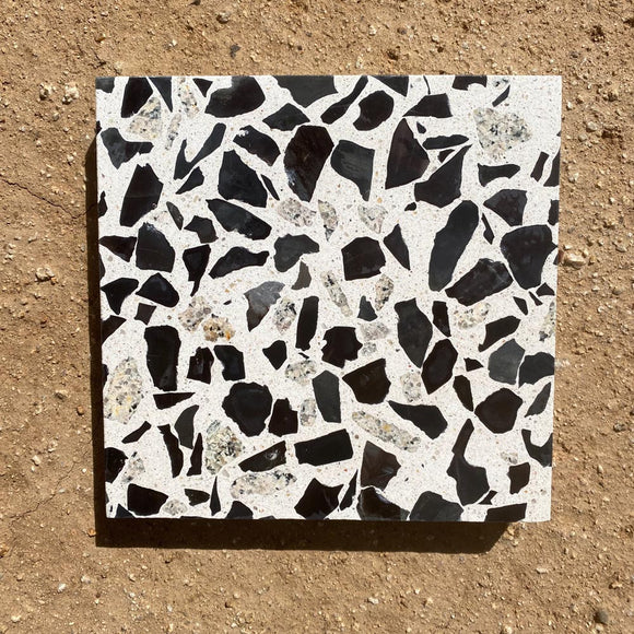 Concrete Collaborative | Alabaster Large Black + Granite Terrazzo 8x8 Tile