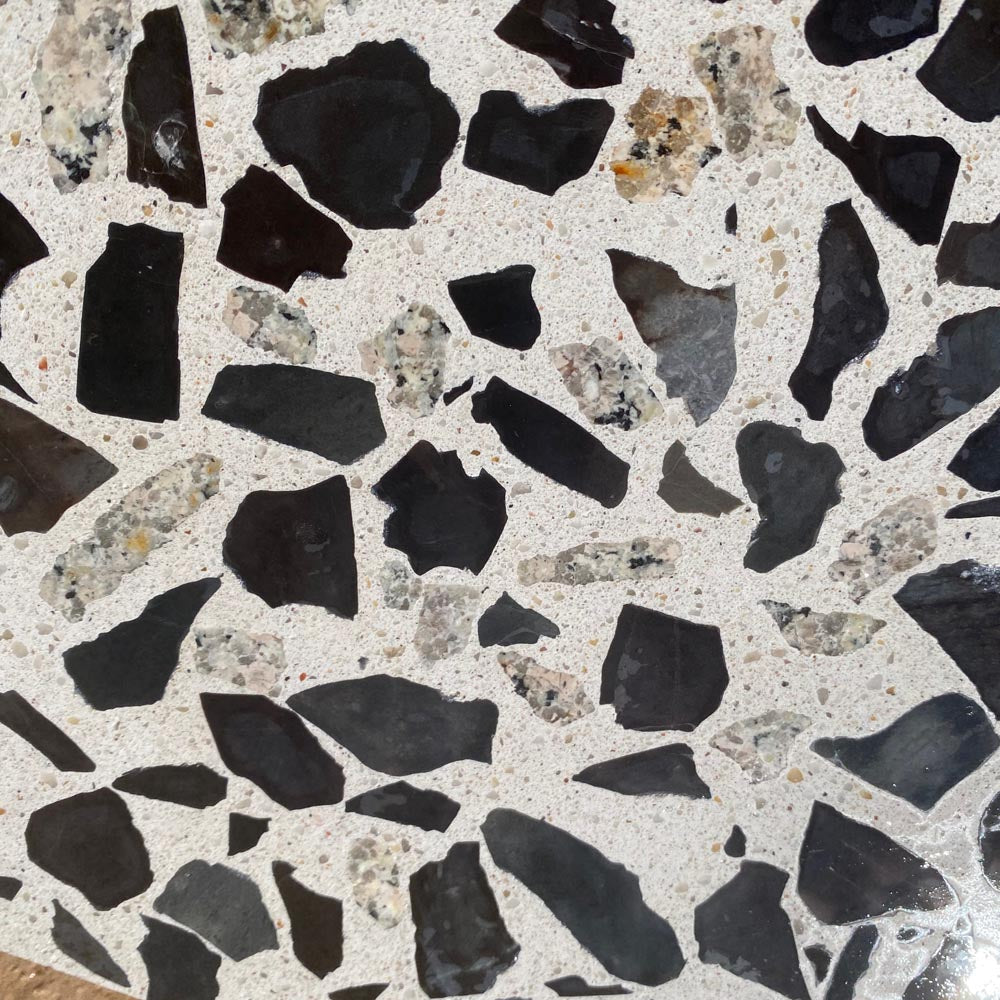 Concrete Collaborative | Alabaster Large Black + Granite Terrazzo 8x8 Tile